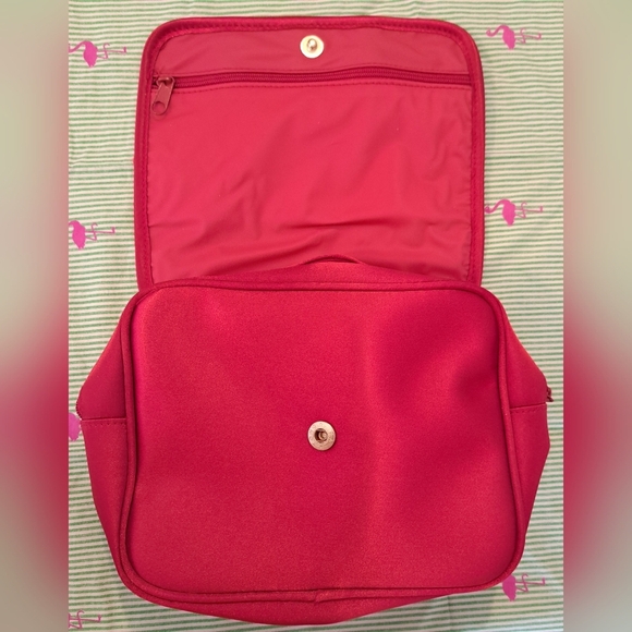 Vintage Christian Dior Large Metallic Red Cosmetic Makeup Beauty Case Pouch Bag - Picture 6 of 9